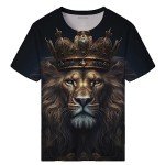 Men's Black Lion Graphic T-Shirt, Summer Style