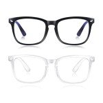 2 Pack Blue Light Blocking Glasses - Black & Clear