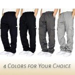 Men's Grey Fleece Cargo Joggers with Pockets