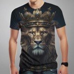 Men's Black Lion Graphic T-Shirt, Summer Style