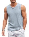 Men's Lightweight Sleeveless Knitted Tank Top - Light Blue