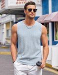 Men's Lightweight Sleeveless Knitted Tank Top - Light Blue