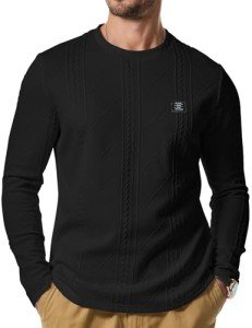 Men's Black Long Sleeve Crewneck T-Shirt