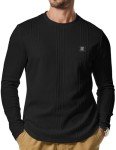 Men's Black Long Sleeve Crewneck T-Shirt