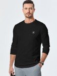 Men's Black Long Sleeve Crewneck T-Shirt