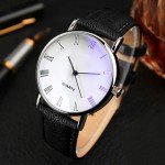Men's Casual Analog Quartz Watch with Leather Band