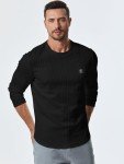Men's Black Long Sleeve Crewneck T-Shirt