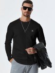 Men's Black Long Sleeve Crewneck T-Shirt