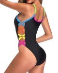 Colorful Crisscross Lace Up One Piece Swimsuit