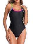 Colorful Crisscross Lace Up One Piece Swimsuit