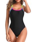 Colorful Crisscross Lace Up One Piece Swimsuit