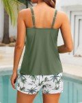 Tempt Me Plus Size Green Leaves Tankini Set