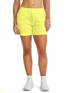 Yellow Cotton Gym Shorts with Pockets for Women