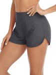 Dark Gray High Waisted Swim Shorts for Women