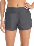 Dark Gray High Waisted Swim Shorts for Women