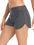 Dark Gray High Waisted Swim Shorts for Women
