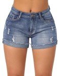 Roswear Women's Ripped Cuffed Denim Jean Shorts