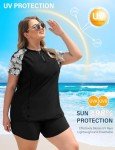 Plus Size Short Sleeve Rash Guard Swimsuit