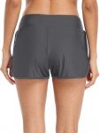 Dark Gray High Waisted Swim Shorts for Women