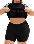 Plus Size Short Sleeve Rash Guard Swimsuit