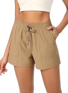 Comfortable Women's Athletic Shorts with Pockets – Tan
