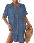 Haze Blue Button Down Swimsuit Cover Up