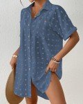 Haze Blue Button Down Swimsuit Cover Up