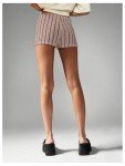 Lilac Striped Crochet Knit Mini Lounge Shorts