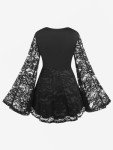 Plus Size Lace Flare Sleeve Gothic Tee