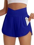 High Waisted Athletic Shorts with Pockets - Royal Blue