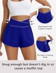 High Waisted Athletic Shorts with Pockets - Royal Blue