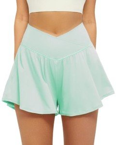 Light Green Women's 2-in-1 Athletic Shorts