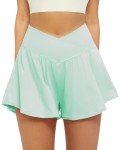 Light Green Women's 2-in-1 Athletic Shorts