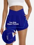 High Waisted Athletic Shorts with Pockets - Royal Blue