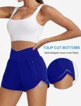 High Waisted Athletic Shorts with Pockets - Royal Blue