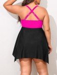 Plus Size Hot Pink Tankini Swimsuit with Shorts