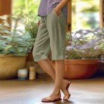Summer High Waisted Capri Pants with Pockets
