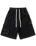 Y2K Star Baggy Denim High Waisted Shorts - Black