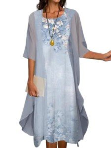 Boho Floral Print Dress and Cardigan Set