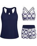 Navy 3-Piece Tankini Set with Boy Shorts