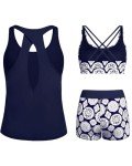 Navy 3-Piece Tankini Set with Boy Shorts