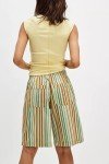 Women’s Green Stripe Knee-Length Bermuda Shorts