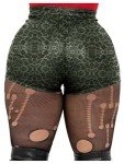 SOLY HUX Women's Leopard Print Mini Shorts High Waisted Y2k Streetwear Booty Shorts Mint Green Leopard Medium