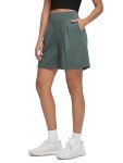 ODODOS Modal Soft Wide Leg Shorts for Women 6" High Waist Casual Relaxed Shorts with Pockets, Slate Green, Large