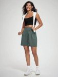 ODODOS Modal Soft Wide Leg Shorts for Women 6" High Waist Casual Relaxed Shorts with Pockets, Slate Green, Large