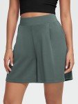 ODODOS Modal Soft Wide Leg Shorts for Women 6" High Waist Casual Relaxed Shorts with Pockets, Slate Green, Large