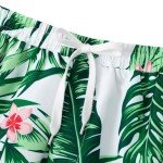 IFFEI Family Matching Swimsuits Tropical Print Two Piece Bikini Sets Mens Swim Trunks Mommy and Me Bathing Suit with Straps Women L Green-White