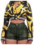 SOLY HUX Women's Leopard Print Mini Shorts High Waisted Y2k Streetwear Booty Shorts Mint Green Leopard Medium