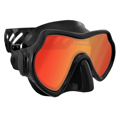 Black Silicone Oceanways SuperView-HD Diving Mask