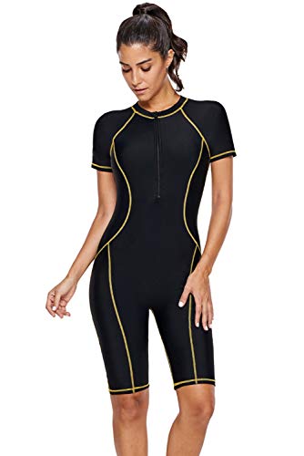 Women's Zip Front Short Sleeved Wetsuit Swimsuit
